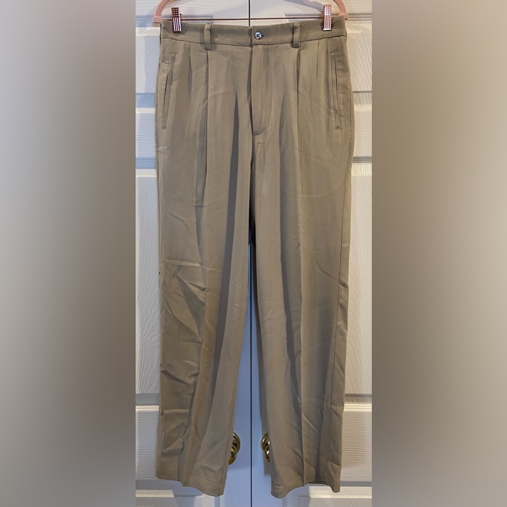 Luau Brand 100% Silk Tan Dress Pants Size 32